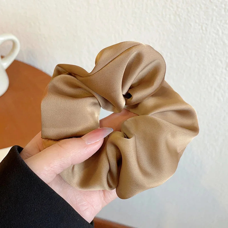 Aloirae soft satin scrunchie set in neutral colors