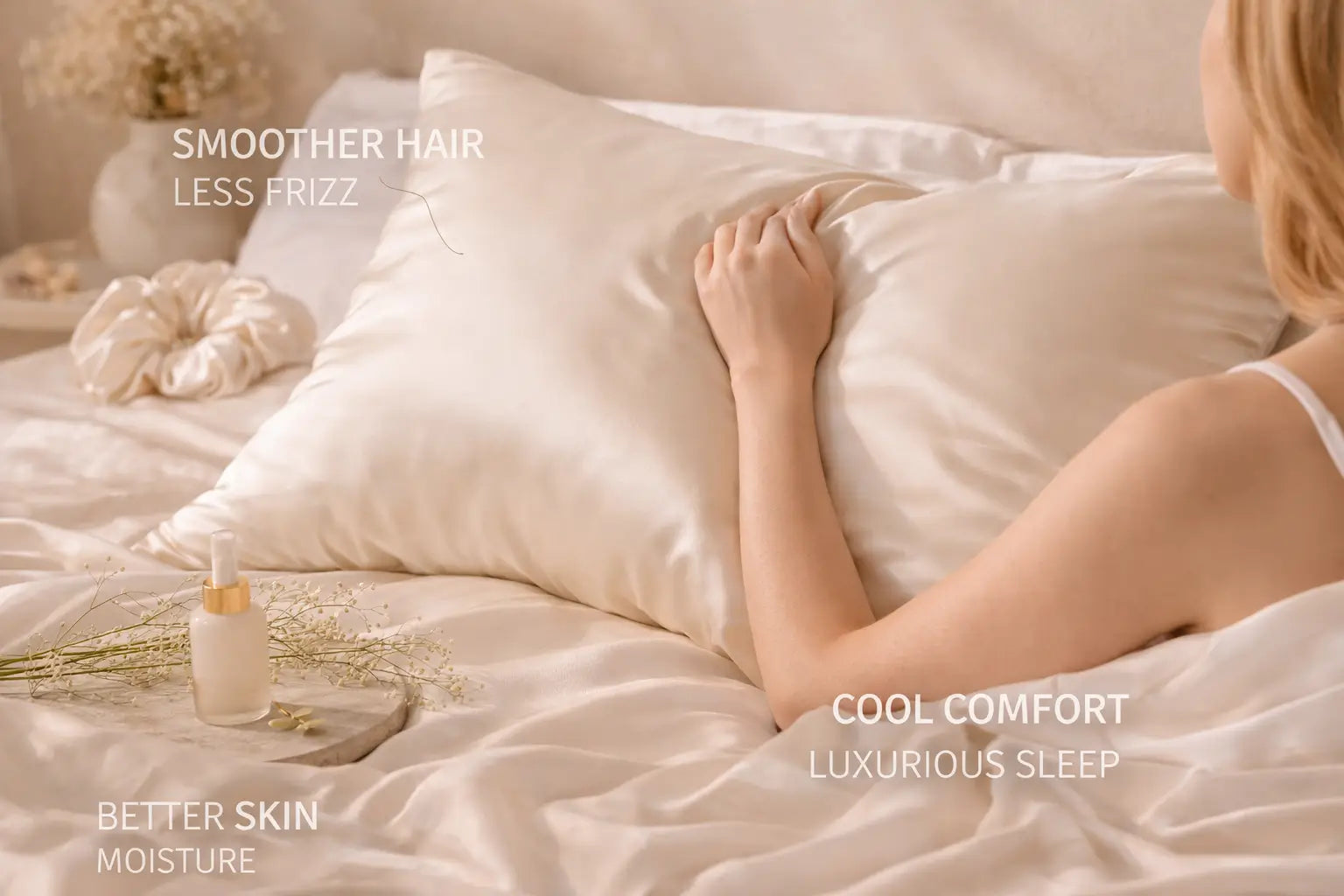 Aloirae 25 Momme mulberry silk pillowcase in ivory