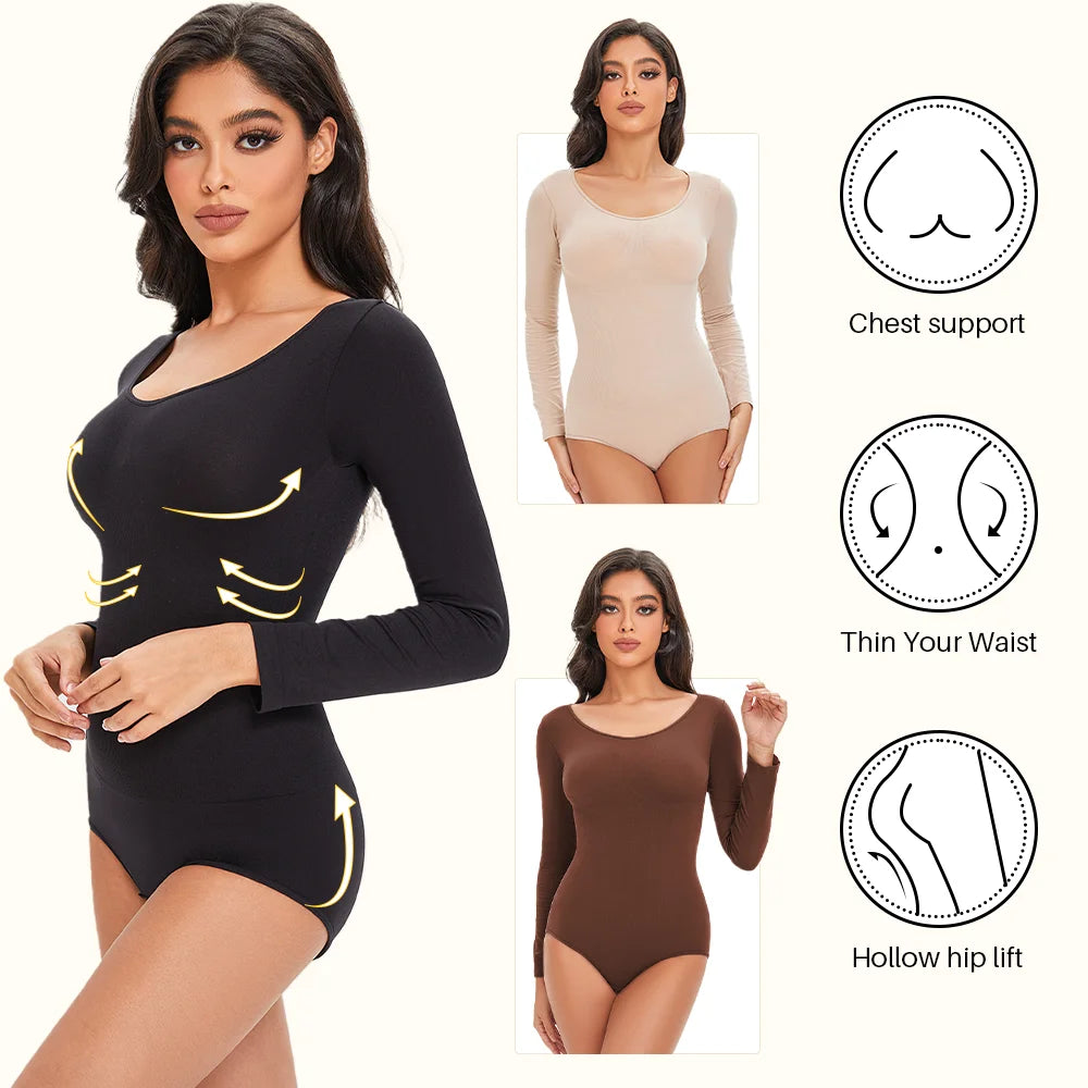 Aloirae Seamless Long Sleeve Support Bodysuit