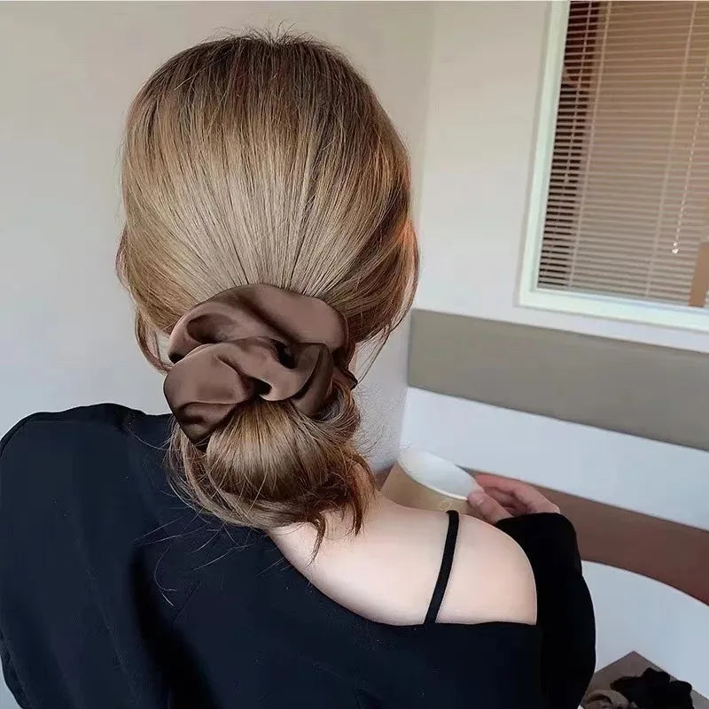 Aloirae soft satin scrunchie set in neutral colors