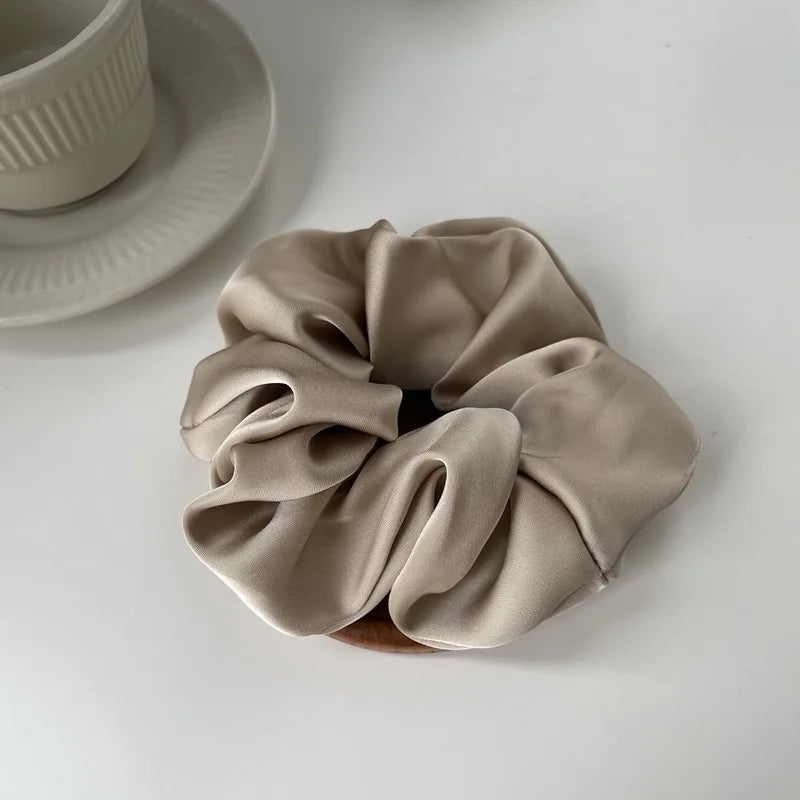 Aloirae soft satin scrunchie set in neutral colors