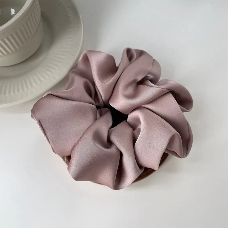 Aloirae soft satin scrunchie set in neutral colors