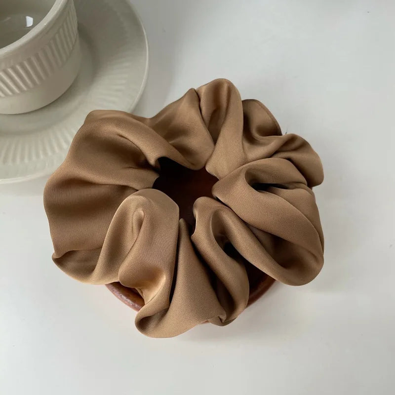 Aloirae soft satin scrunchie set in neutral colors