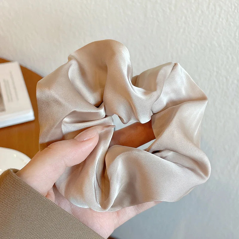 Aloirae soft satin scrunchie set in neutral colors