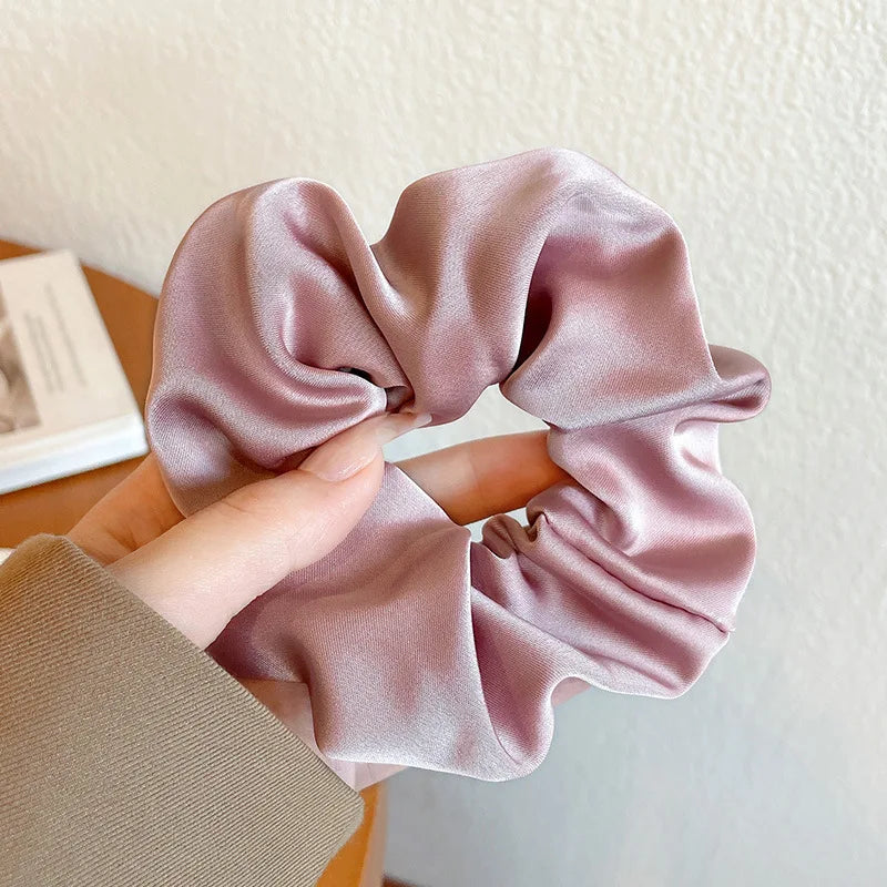 Aloirae soft satin scrunchie set in neutral colors