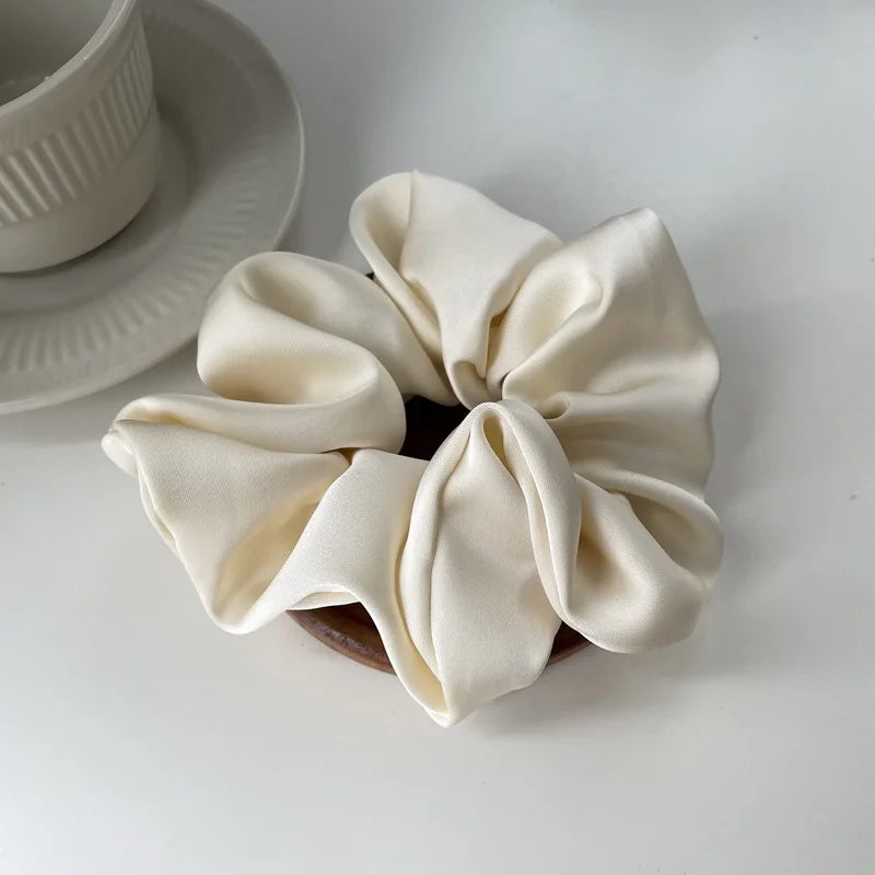 Aloirae soft satin scrunchie set in neutral colors