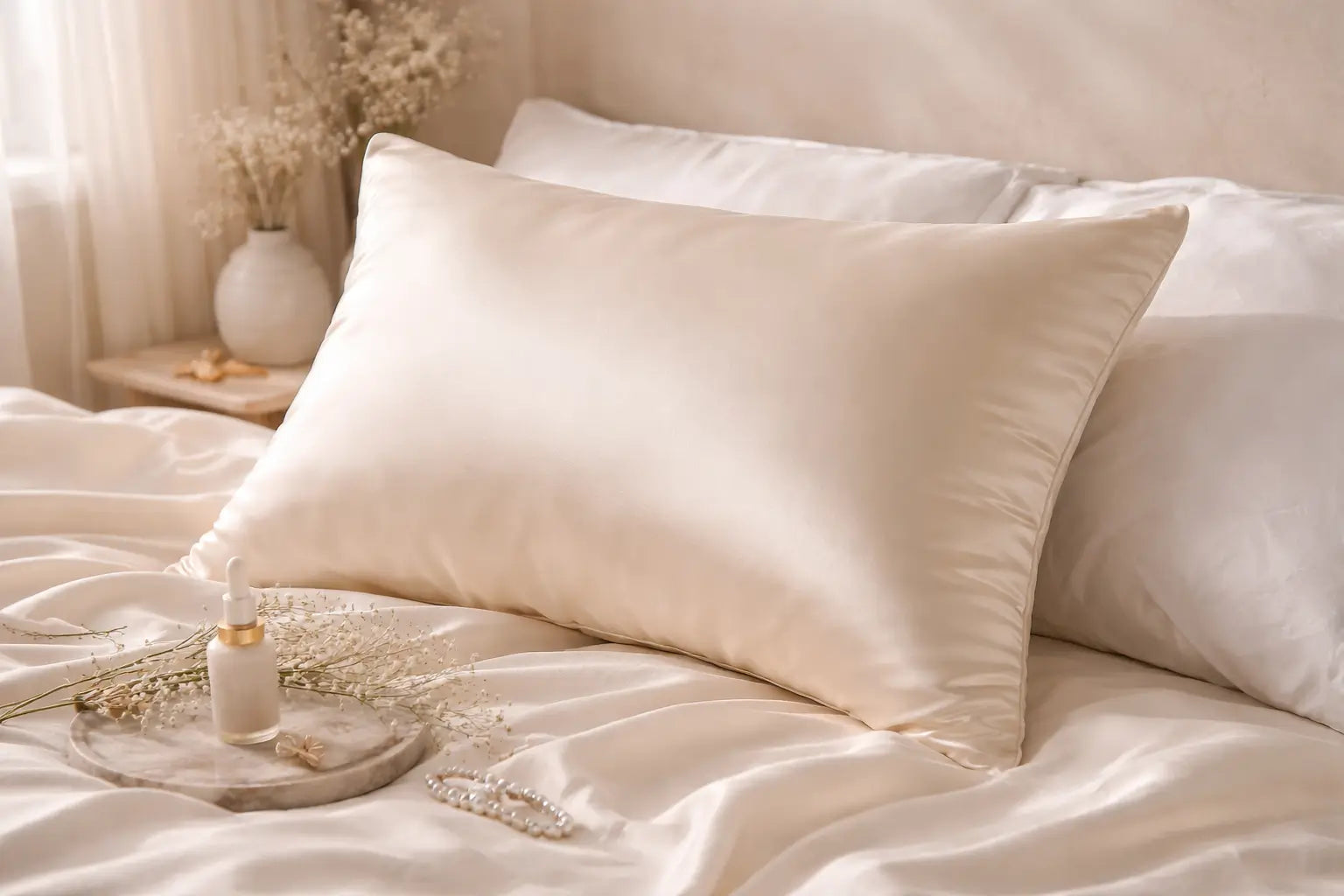 Aloirae 25 Momme mulberry silk pillowcase in ivory